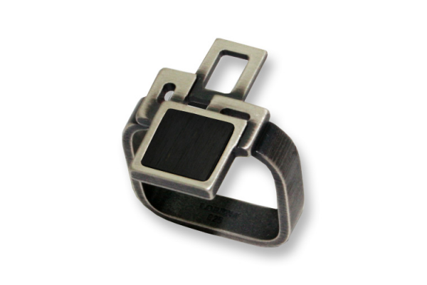 Ring Silber 925 oxidiert, echt Ebenholz