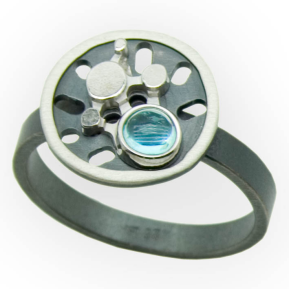 Ring Silber 925 oxidiert poliert, rhodiniert mit echtem...