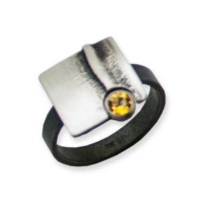 Ring Silber 925 oxidiert mit echtem Citrin