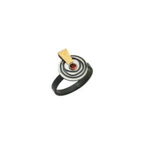 Ring Silber 925 oxidiert und vergoldet,  Granat