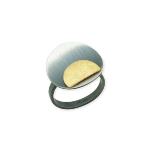 Ring Silber 925 oxidiert und  gekratzt-vergoldet