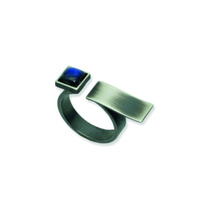 Ring Silber 925 oxidiert,  Mondstein blau