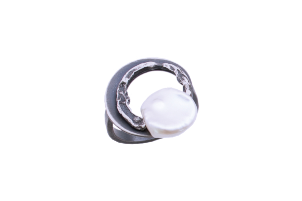 9975-aso-kep, Ring Silber 925 oxidiert mit Keshiperle