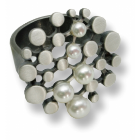 Ring Sterling Silber 925 oxidiert mit Süßwasserperle