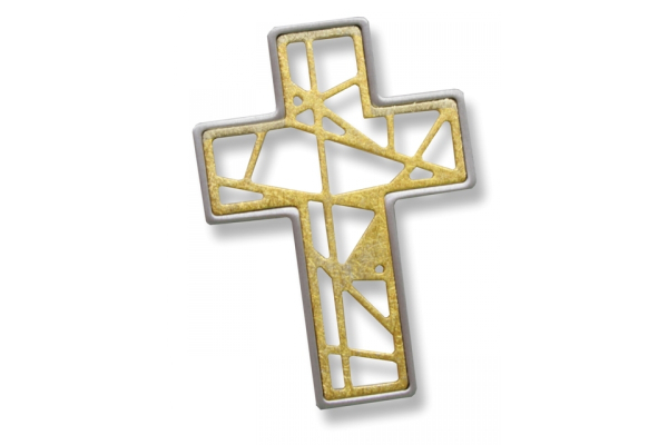Anhänger Kreuz Sterling Silber 925 rhodiniert und silber-vergoldet-gekratzt
