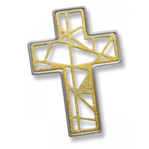 Anhänger "Kreuz" Sterling Silber 925 rhodiniert und silber-vergoldet-gekratzt