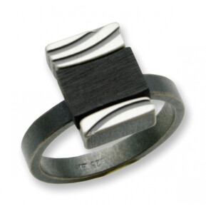 Ring Sterling Silber 925 oxidiert mit Ebenholz