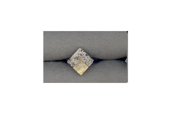 Ring Sterling Silber 925 oxidiert und gekratzt vergoldet