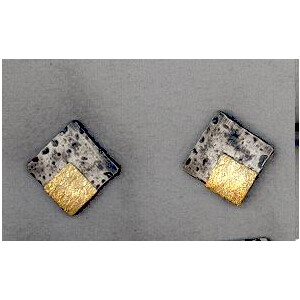 Ohrstecker Sterling Silber 925 oxidiert und gekratzt vergoldet